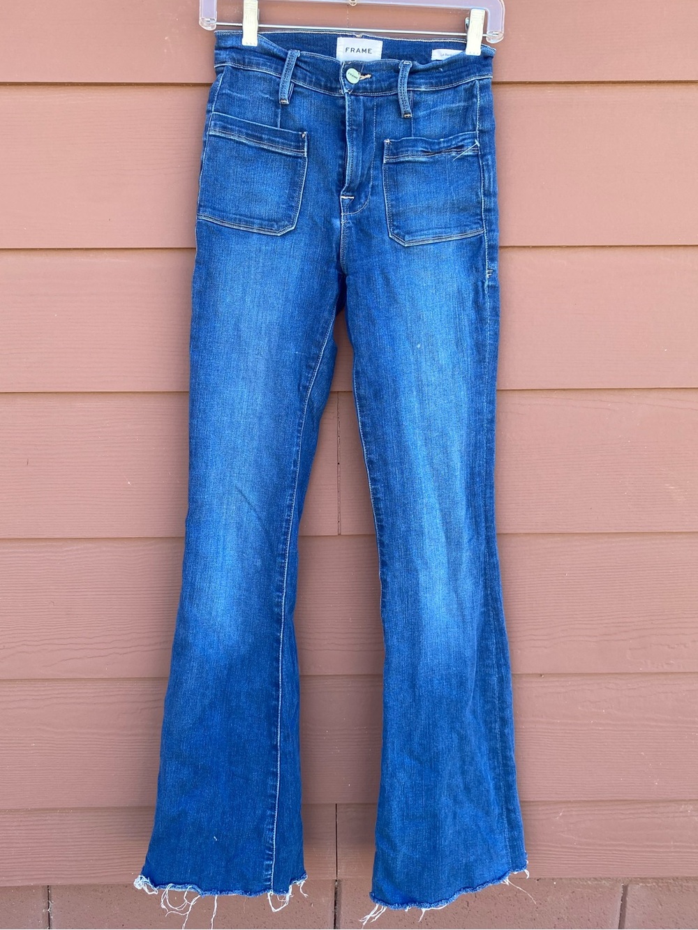 FRAME Le Bardot Flare Raw Hem Flare Jeans Size 24